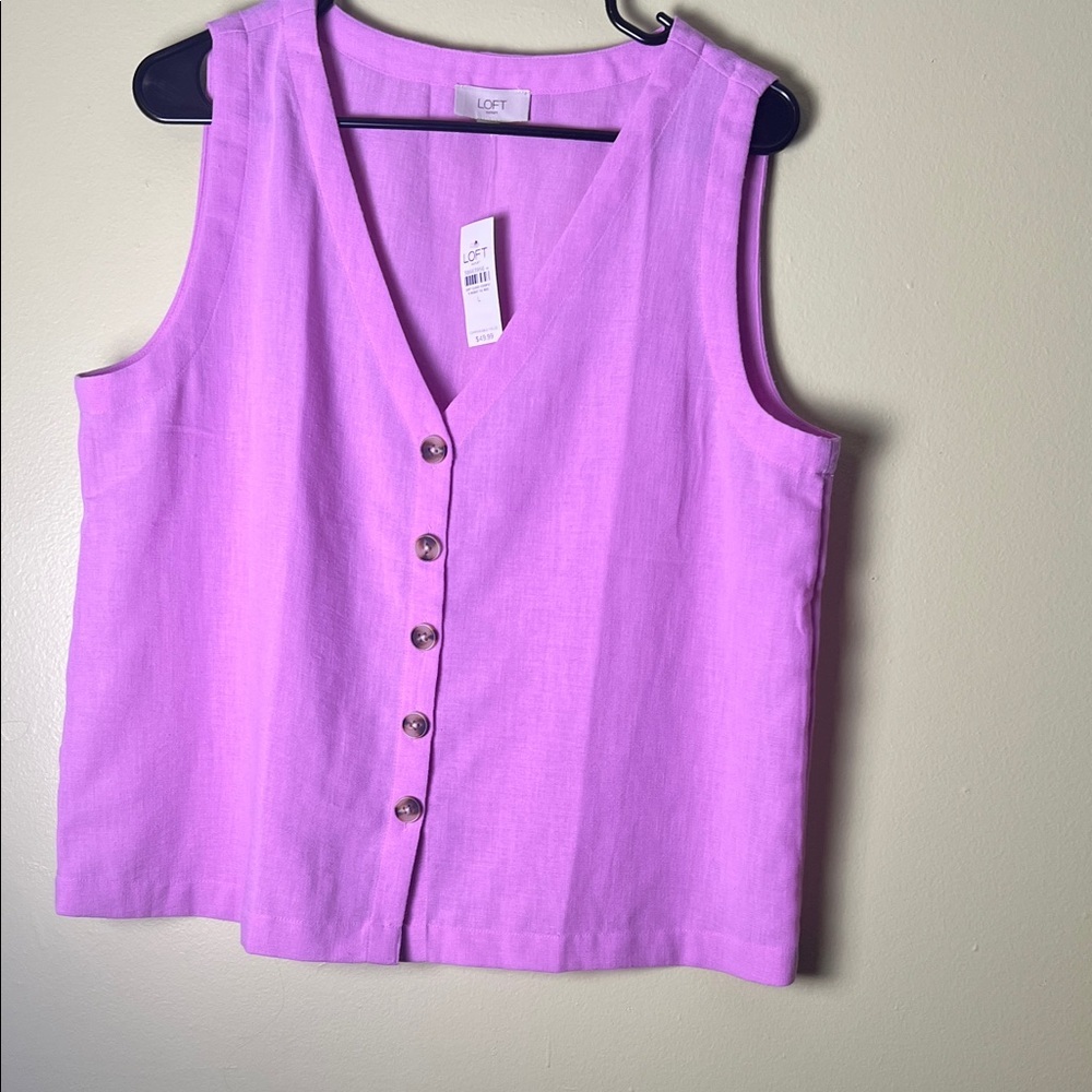 LOFT Sleeveless Button-Front Top in Lavender